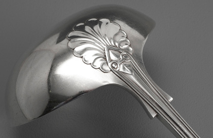 Marais Family Sterling Silver Soup Ladle - Marais Family Crest