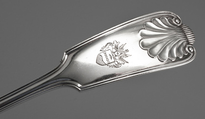 Marais Family Sterling Silver Soup Ladle - Marais Family Crest