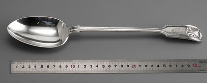 Marais Family Sterling Silver Basting Spoon (Gravy or Serving Ladle) - Marais Family Crest