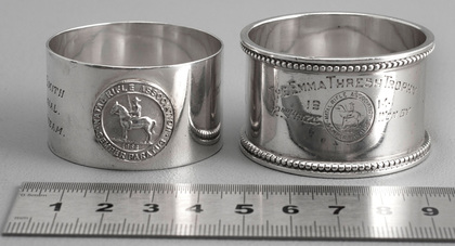 Natal Rifle Association Semper Paratus Sterling Silver Napkin Trophy Rings - Emma Thresh, Murray-Smith Memorial