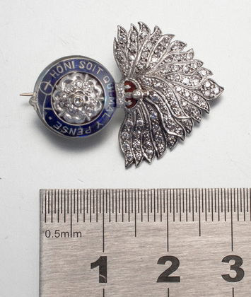 Royal Fusiliers City of London Regiment Diamond, Platinum, Gold and Enamel Sweetheart Brooch