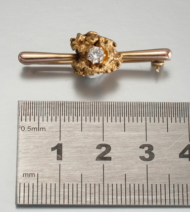 Gold Nugget and Diamond Brooch