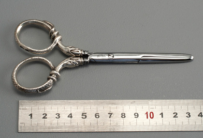 Antique Silver Snake Sewing Scissors - Hanau