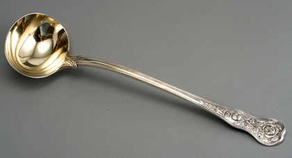 Rare Regency Rose Pattern Antique Silver Punch Ladle - Jonathan Hayne