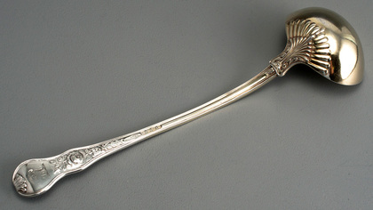 Rare Regency Rose Pattern Antique Silver Punch Ladle - Jonathan Hayne