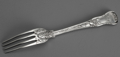 Bacchanalian Pattern Antique Silver Dessert Fork - Francis Higgins