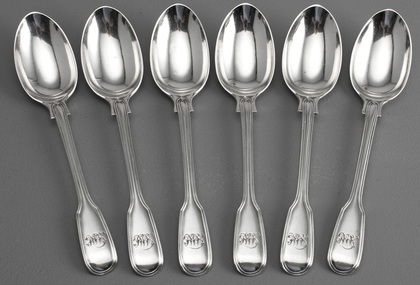 Victorian Silver Fiddle & Thread Pattern Teaspoons - Chawner & Co