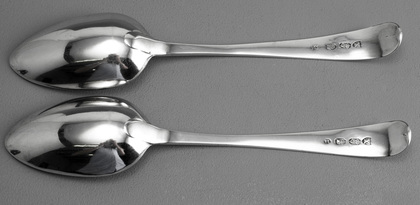 Irish Georgian Silver Bright Cut Bow Tablespoons (Pair)