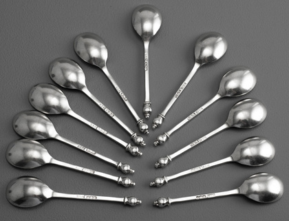 Sterling Silver Baluster Finial Demitasse Coffee Spoons (Set of 12) - Brook & Sons, Edinburgh