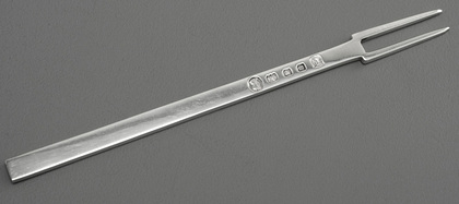 Silver 2 Pronged Notched Puritan Fork - Replica of Manners Fork, 1632