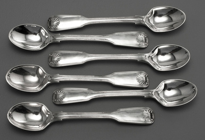 Antique Silver Fiddle, Thread & Shell Egg Spoons (Set of 6) - Holland, Aldwinckle & Slater