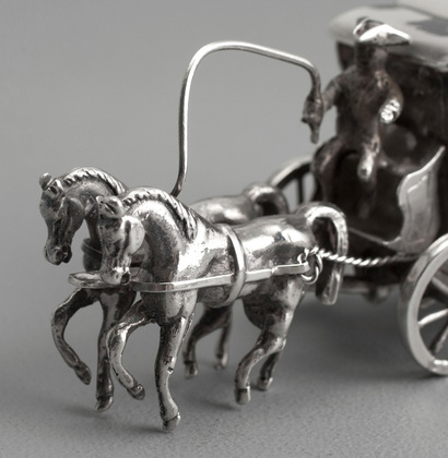 Dutch Antique Silver Miniature Horse and Carriage - Gebruder van Straten, Hoorn