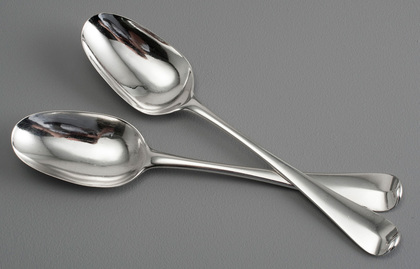 Paul Hanet Early Georgian Hanoverian Dessert or Child's Silver Spoons (Pair) - Matching pair