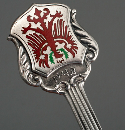 Ten Continental Silver and Enamel Souvenir Spoons