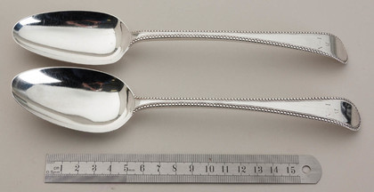 Old English Bead Pattern Tablespoons (Pair) - Jacob Marsh