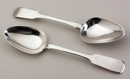 Cape Silver Teaspoons (Pair) - Lawrence Twentyman, Fiddle Pattern