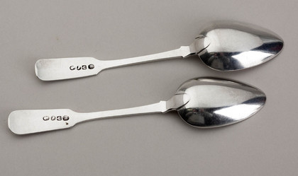 Cape Silver Teaspoons (Pair) - Lawrence Twentyman, Fiddle Pattern