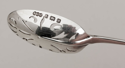 Antique Silver Mote Skimmer Spoon - Elkington