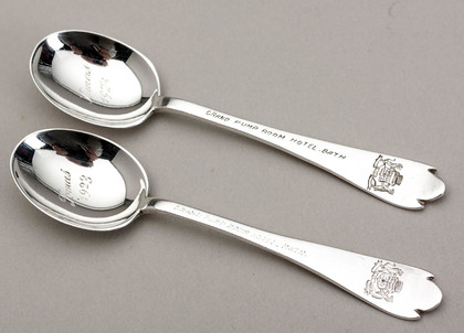 Silver Trefid Coffee Spoons (Pair) - Grand Pump Room Hotel, Bath