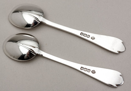 Silver Trefid Coffee Spoons (Pair) - Grand Pump Room Hotel, Bath