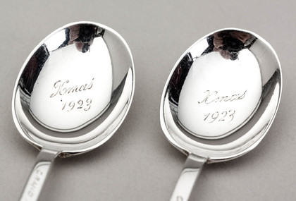 Silver Trefid Coffee Spoons (Pair) - Grand Pump Room Hotel, Bath