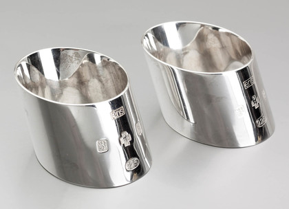 Scottish Silver Millenium Elliptical Silver Napkin Rings (Pair) - Eric Norris Smith