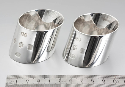 Scottish Silver Millenium Elliptical Silver Napkin Rings (Pair) - Eric Norris Smith