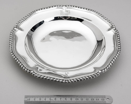 Georgian Sterling Silver Dinner Plate/Dish - Evans-Freke, Gore, HRH Prince Augustus Frederick, Duke of Sussex,  George Methuen, 