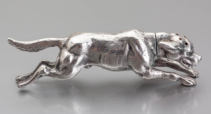 Victorian Novelty Cast Silver Dog Pepper - Thomas Johnson, Frederick Edmonds