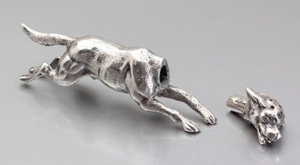 Victorian Novelty Cast Silver Dog Pepper - Thomas Johnson, Frederick Edmonds