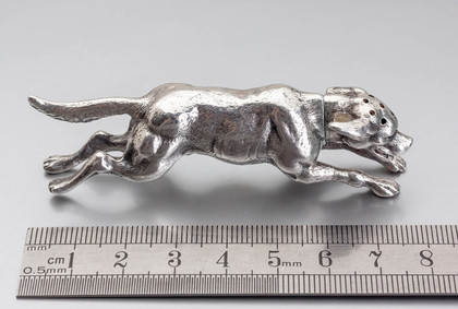 Victorian Novelty Cast Silver Dog Pepper - Thomas Johnson, Frederick Edmonds