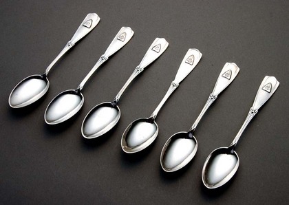 Jugendstil Silver Teaspoon Set (6) - Military Crest