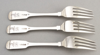 Irish Provincial Silver Dessert Forks (3) - Richard Garde, Cork