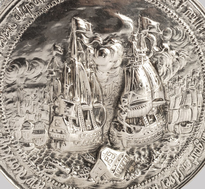 Hanau Silver Circular Box - Admiral Tromp Battle of Texel