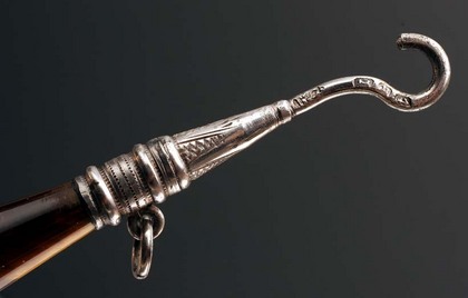 Tigers Eye Antique Silver Glove Button Hook -