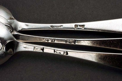 Georgian Silver Hanoverian Teaspoons (mixed set of 12) - Scrollback, Picture Back, Shellback