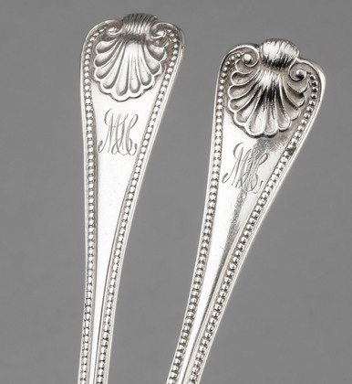 Rare Old English Military Bead & Shell Pattern Spoon & Fork