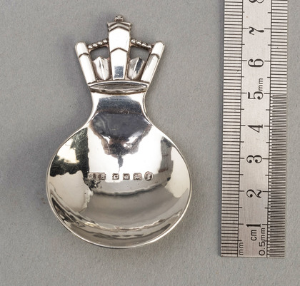 RE Stone Silver Jubilee Silver Crown Caddy Spoon - Asprey London