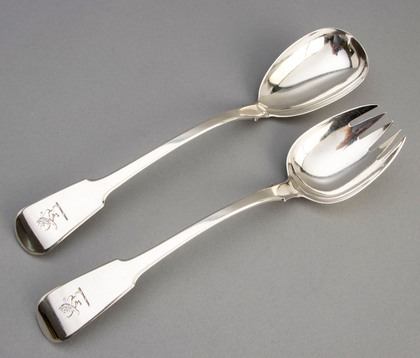 Georgian Silver Salad Servers - Henry Day, Counterfeiter, Sentenced to Death, Then Transported