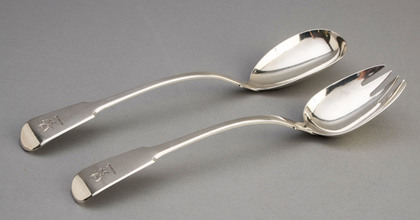 Georgian Silver Salad Servers - Henry Day, Counterfeiter, Sentenced to Death, Then Transported