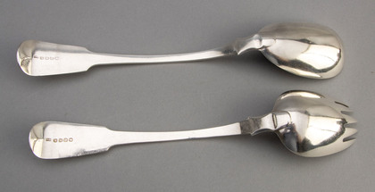 Georgian Silver Salad Servers - Henry Day, Counterfeiter, Sentenced to Death, Then Transported