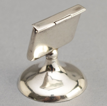 Rare Antique Silver Envelope Stamp Case - Mounted on Stand for Desk