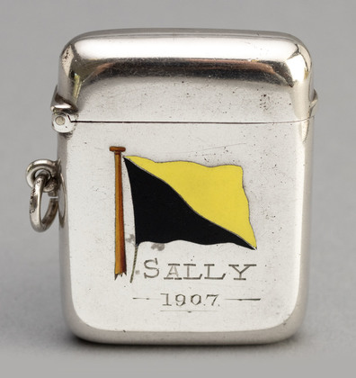 Antique Silver and Enamel Maritime Signal Flag Vesta Case - Sally, Dr Lauder, W.H.J. Hirst