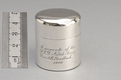 Boer War Antique Silver Travelling Inkwell - F.I.D. Natal Army, Major General A.E Sandbach, Sampson Mordan