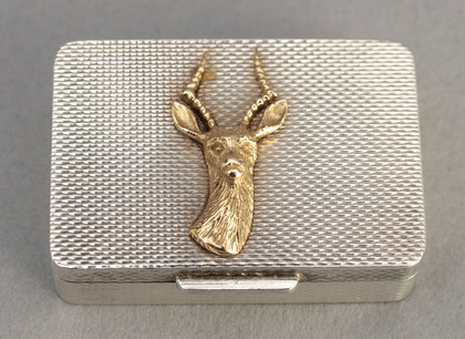 Sterling Silver & Gold Antelope Pill Box - Kudu
