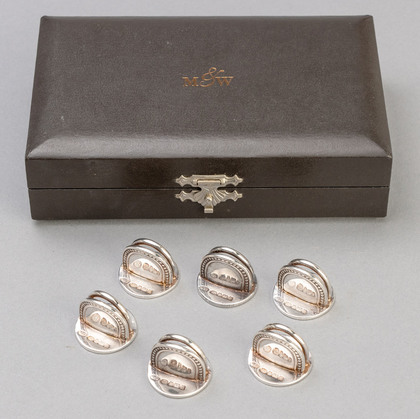 Sterling Silver Novelty Horseshoe Menu or Place Card Holders (Set of 6 in original box) - Mappin & Webb
