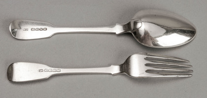 Cape Silver Fiddle Pattern Dessert Spoon & Fork- Fredrik Waldek